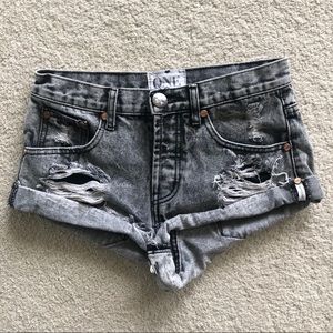 One Teaspoon Gray/Black Bandit Shorts